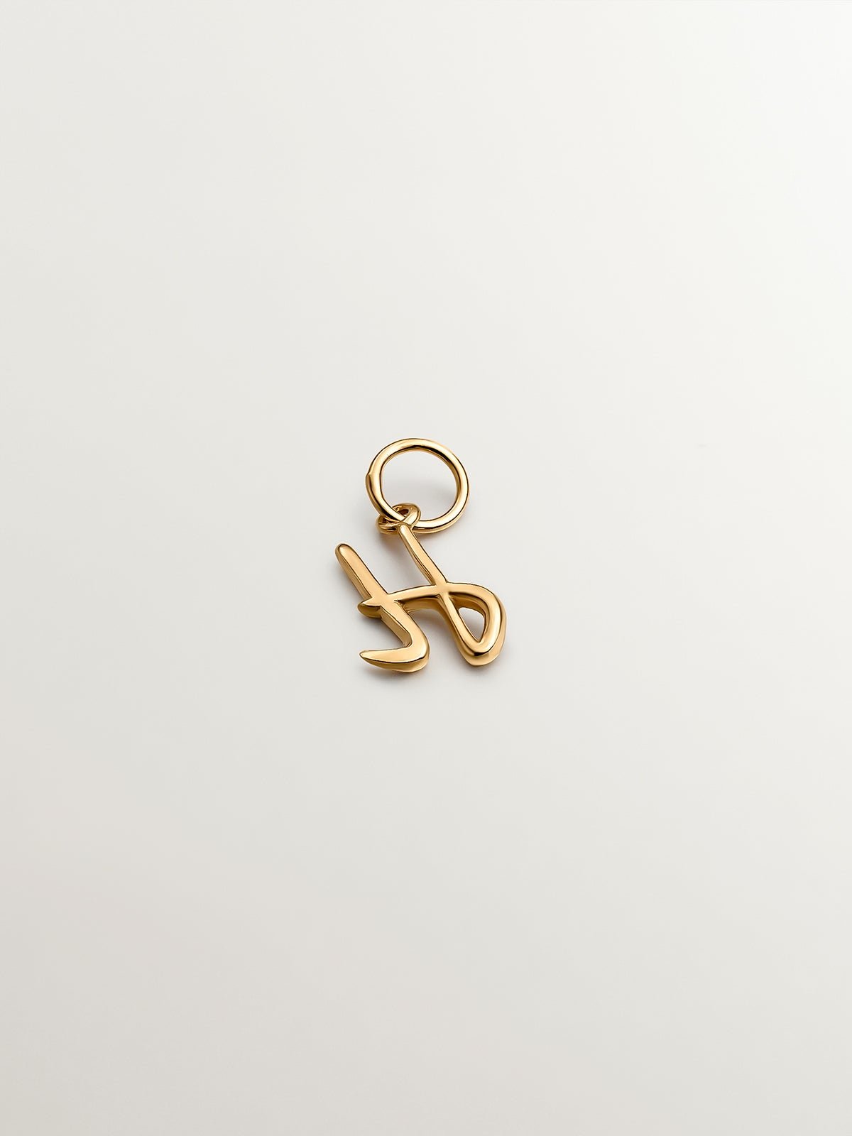Charme en argent 925 plaqué en or jaune 18K avec la lettre initiale H.