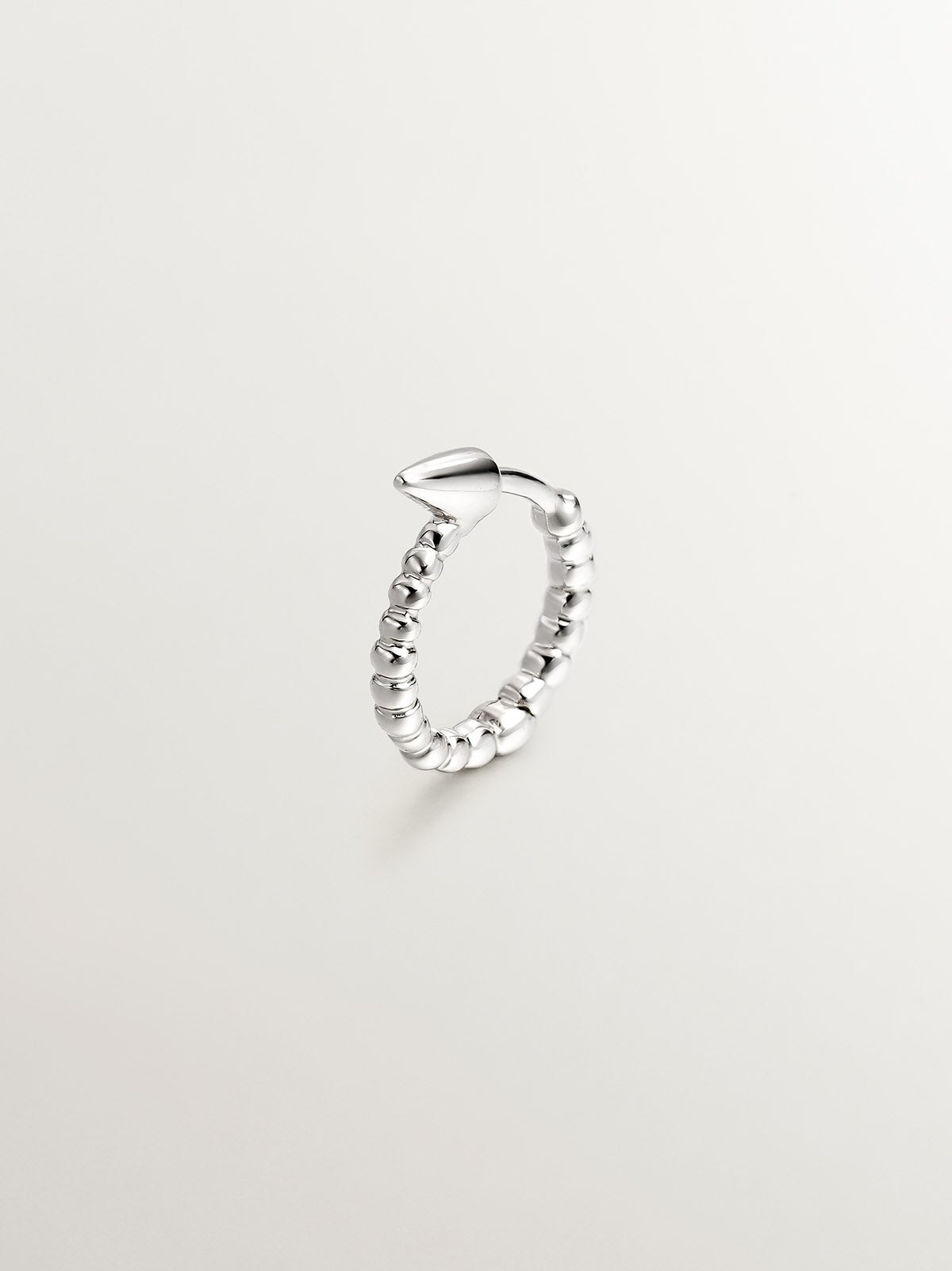 Boucle d'oreille individuelle de petit anneau en or blanc 9K avec perles et pointe