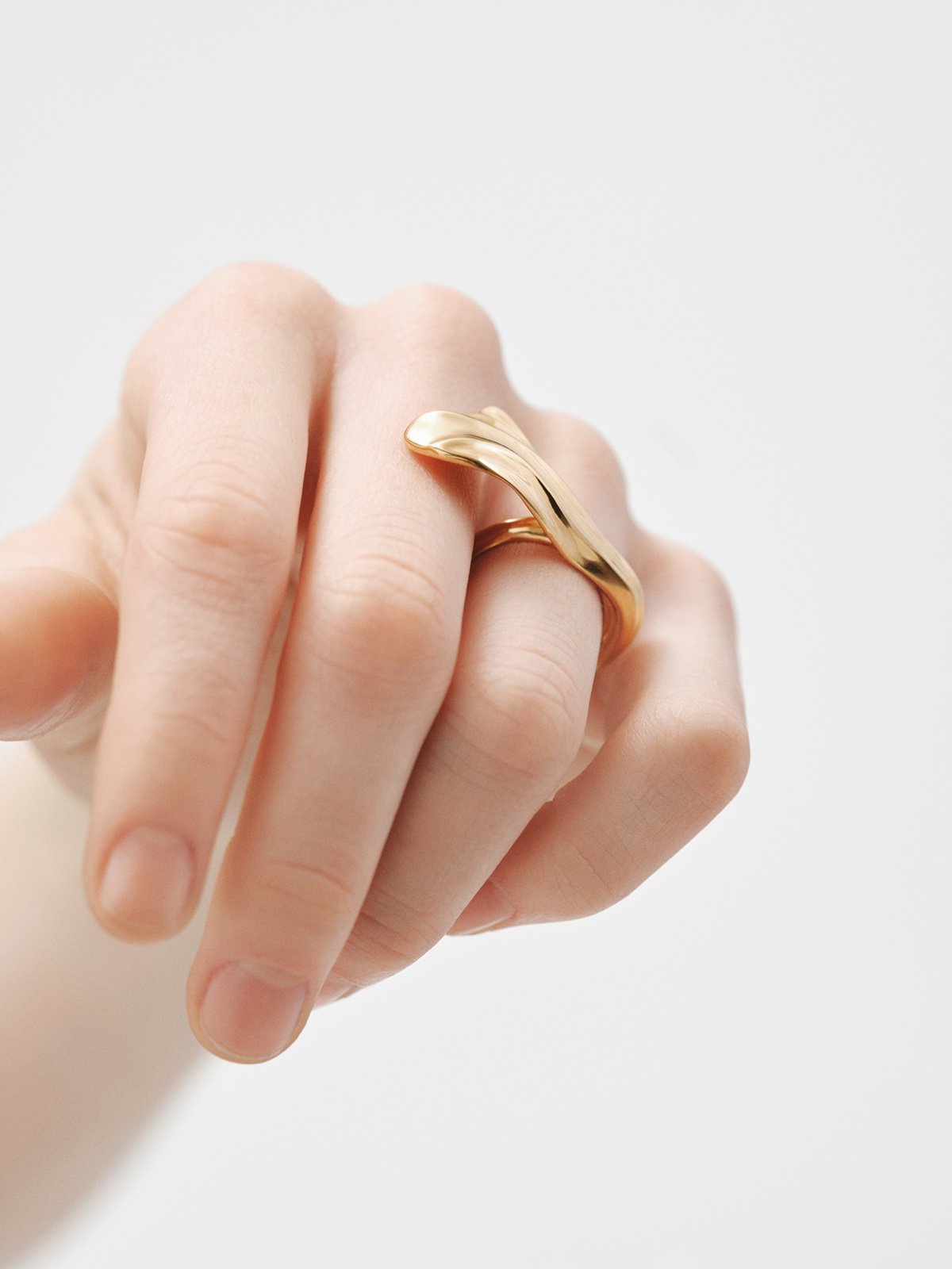 18K yellow gold plated 925 silver ring with texture
