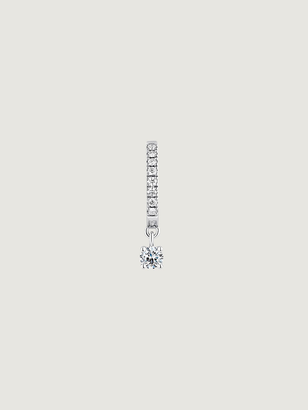 Boucle d'oreille individuelle de petit anneau en or blanc 18K avec des diamants de 1,9 cts