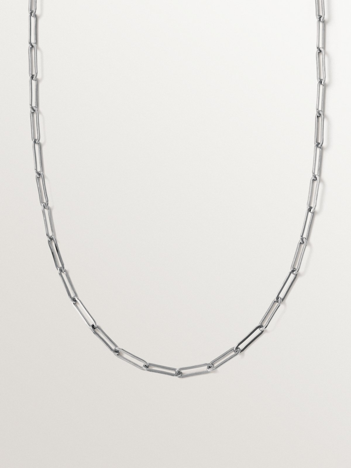 Cadena eslabón rectangular 65 cm de plata 925 rodiada