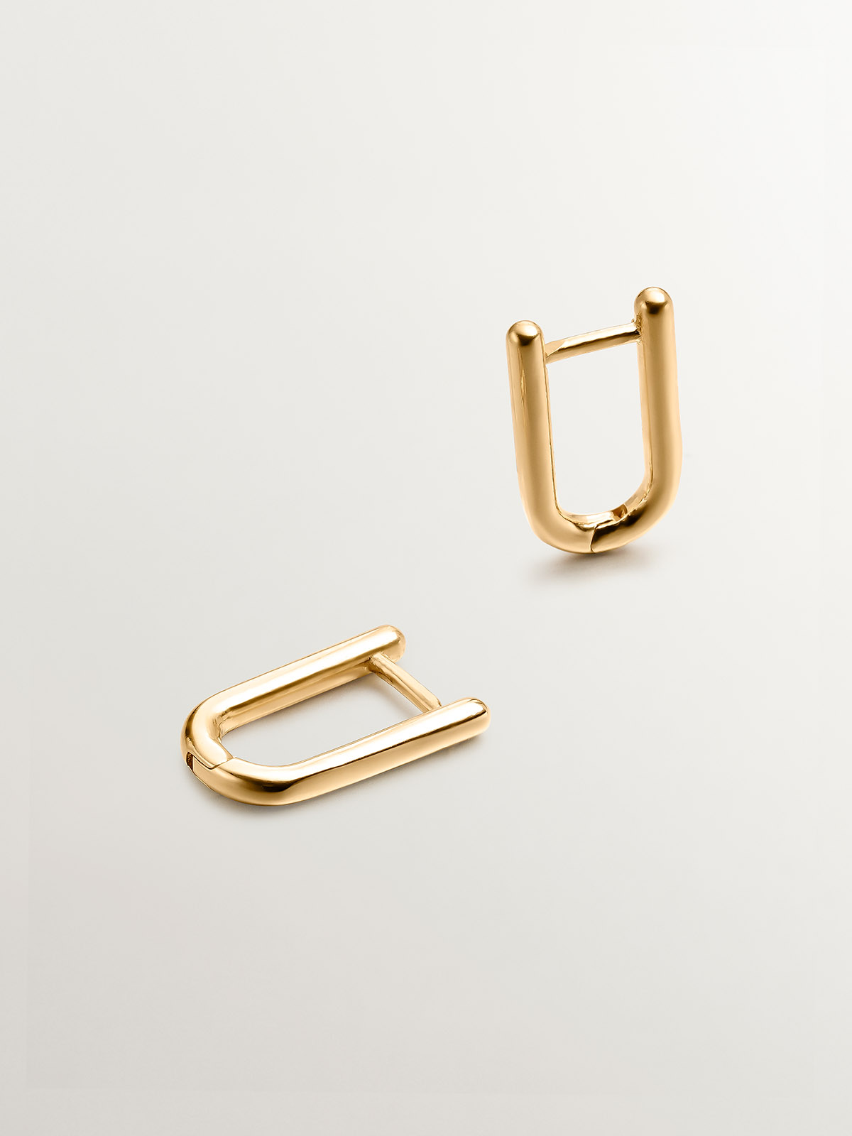 Long silver ring earrings 925 bathed in 18k yellow gold