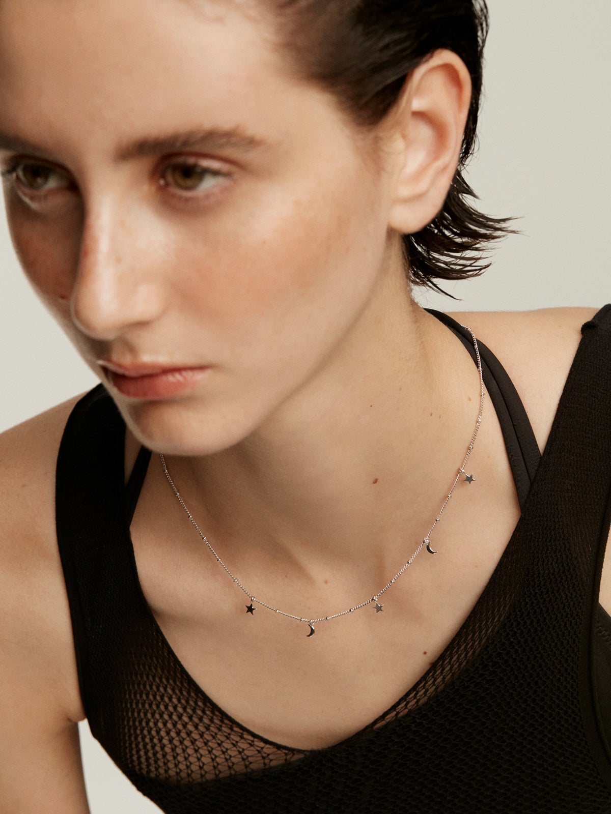 Collier en argent 925 avec des étoiles et des lunes