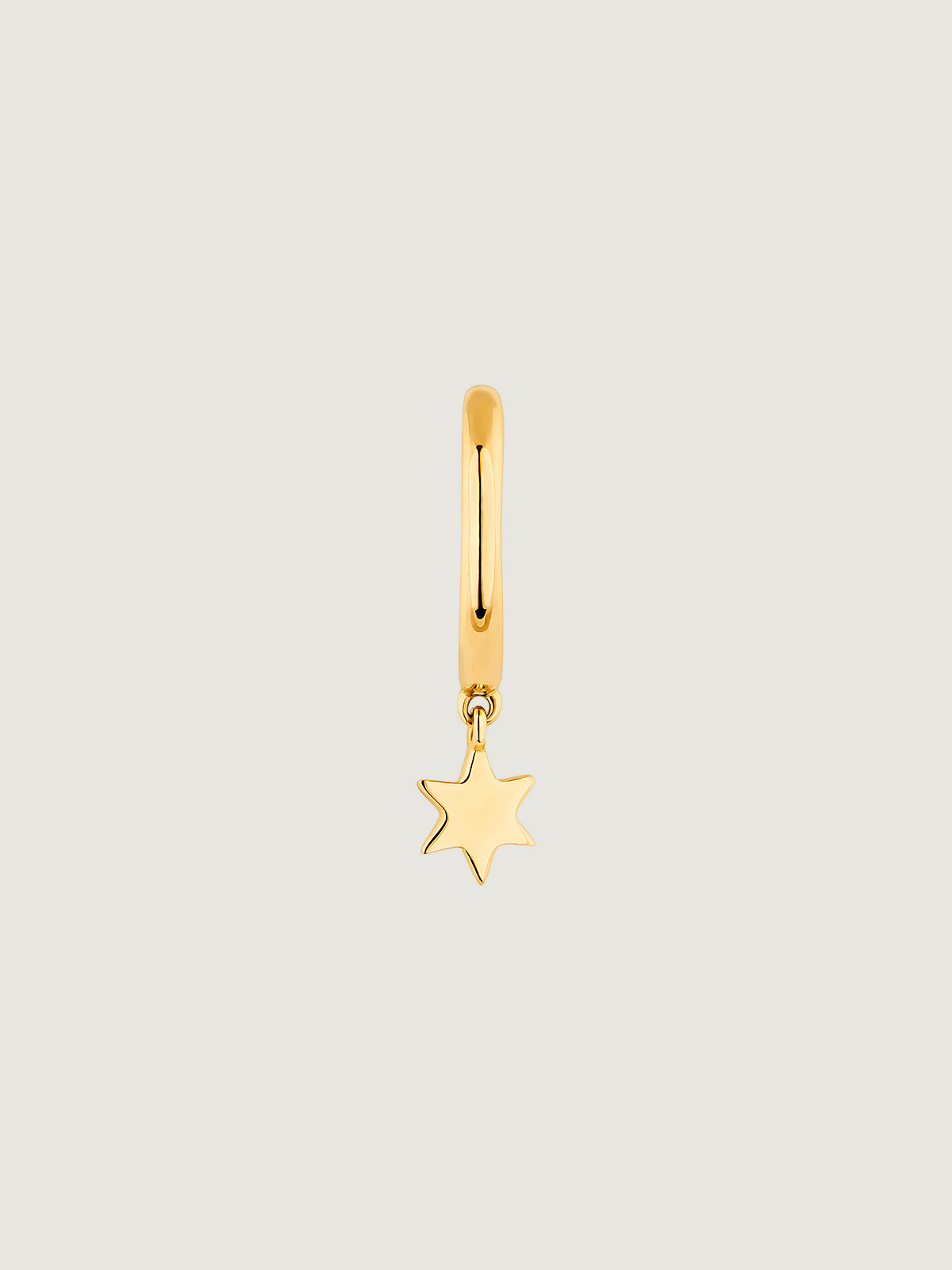 Boucle d'oreille individuelle de petit anneau en or jaune 9K avec étoile.