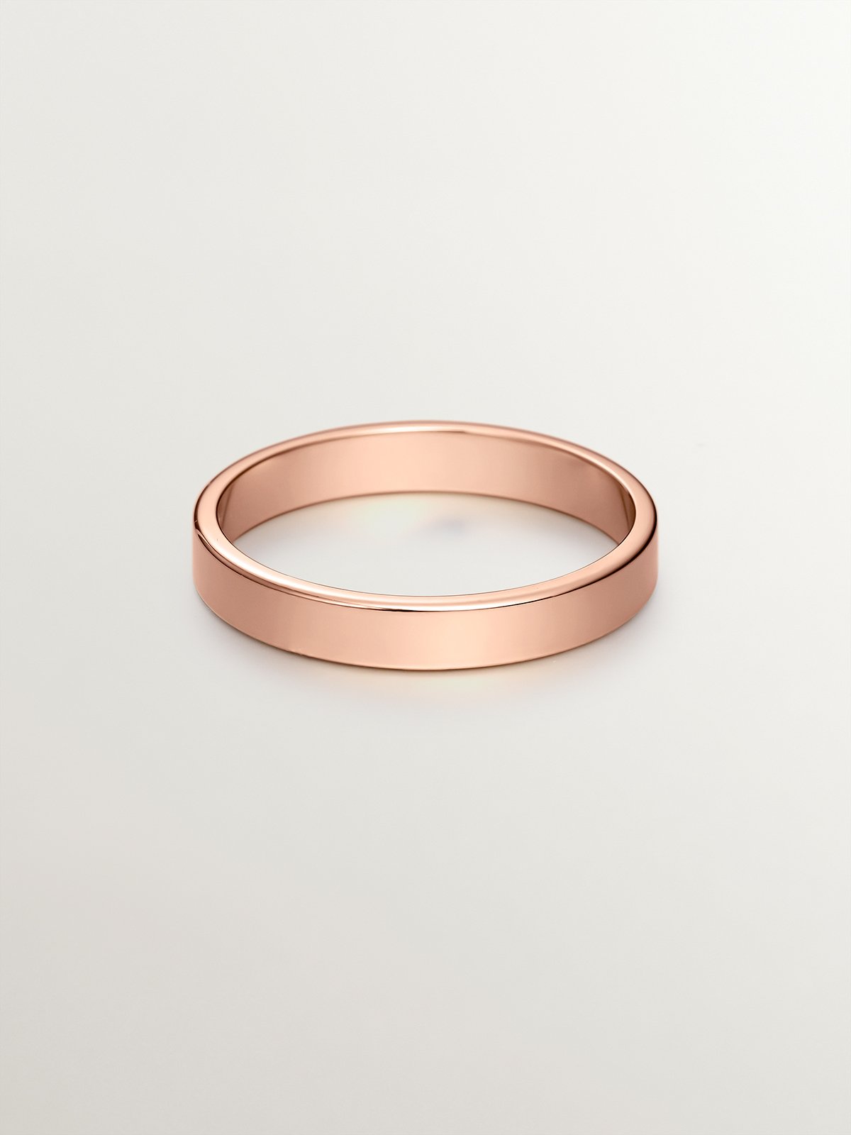 Alianza de oro rosa de 18k plana de 3mm