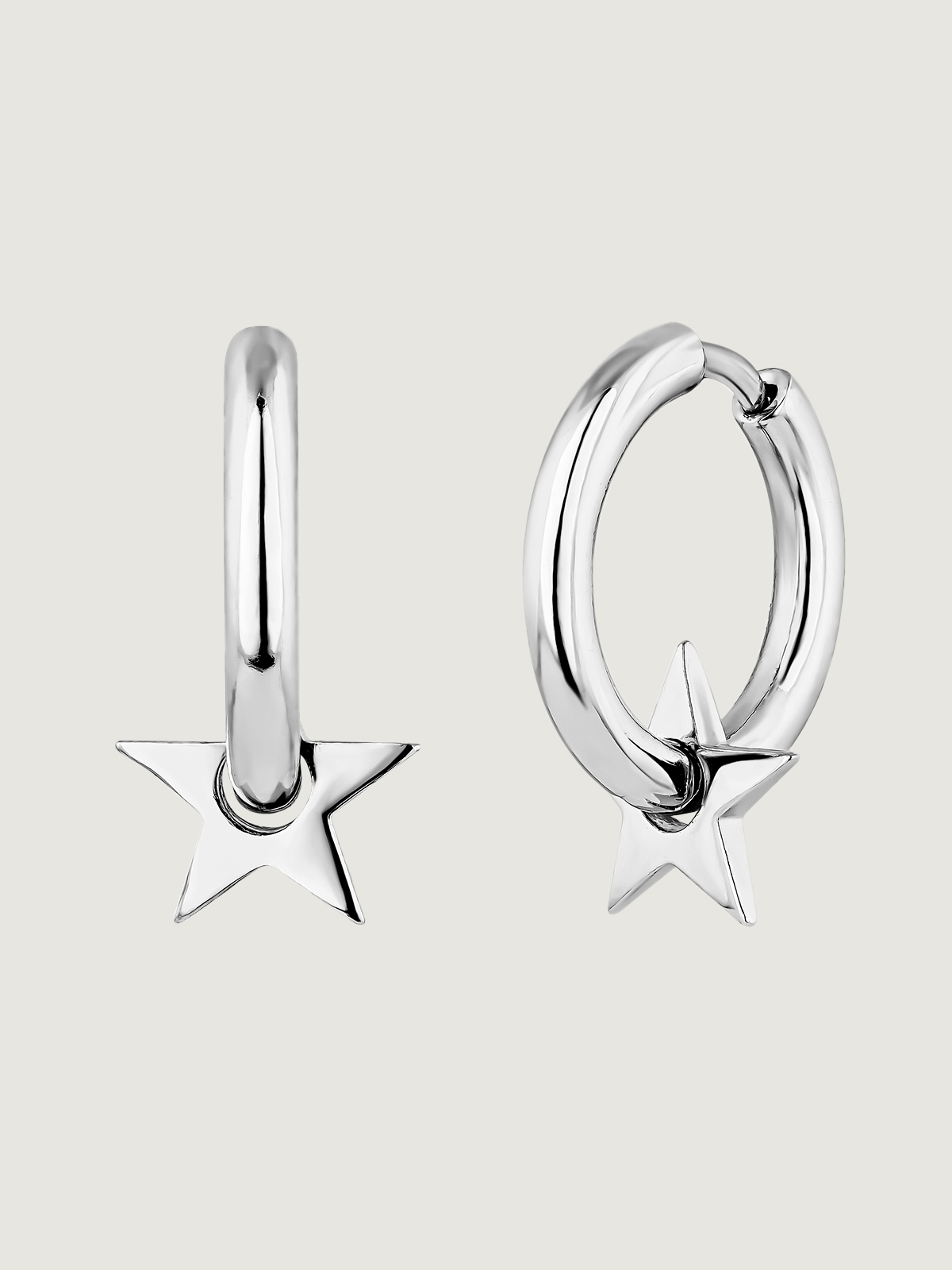 Small 925 silver hoop earrings with star.