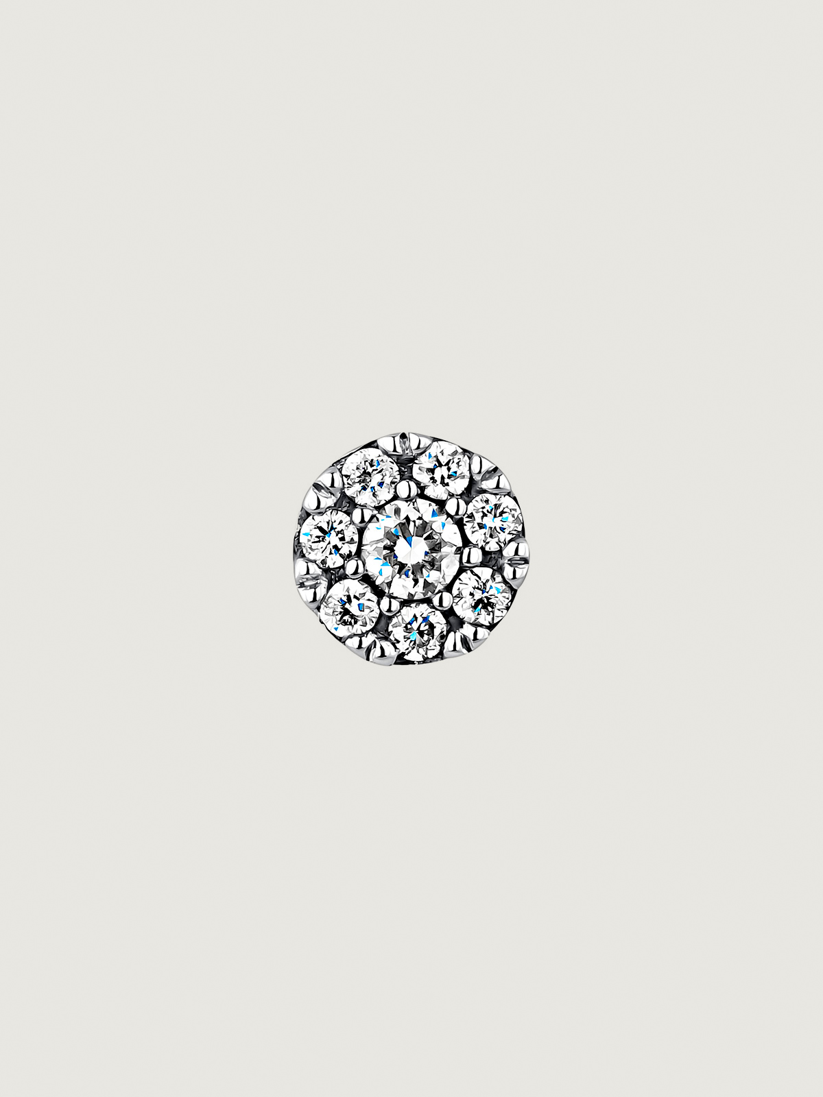 Boucle d'oreille individuelle en or blanc 18K avec rosette en diamants 0,06 cts.