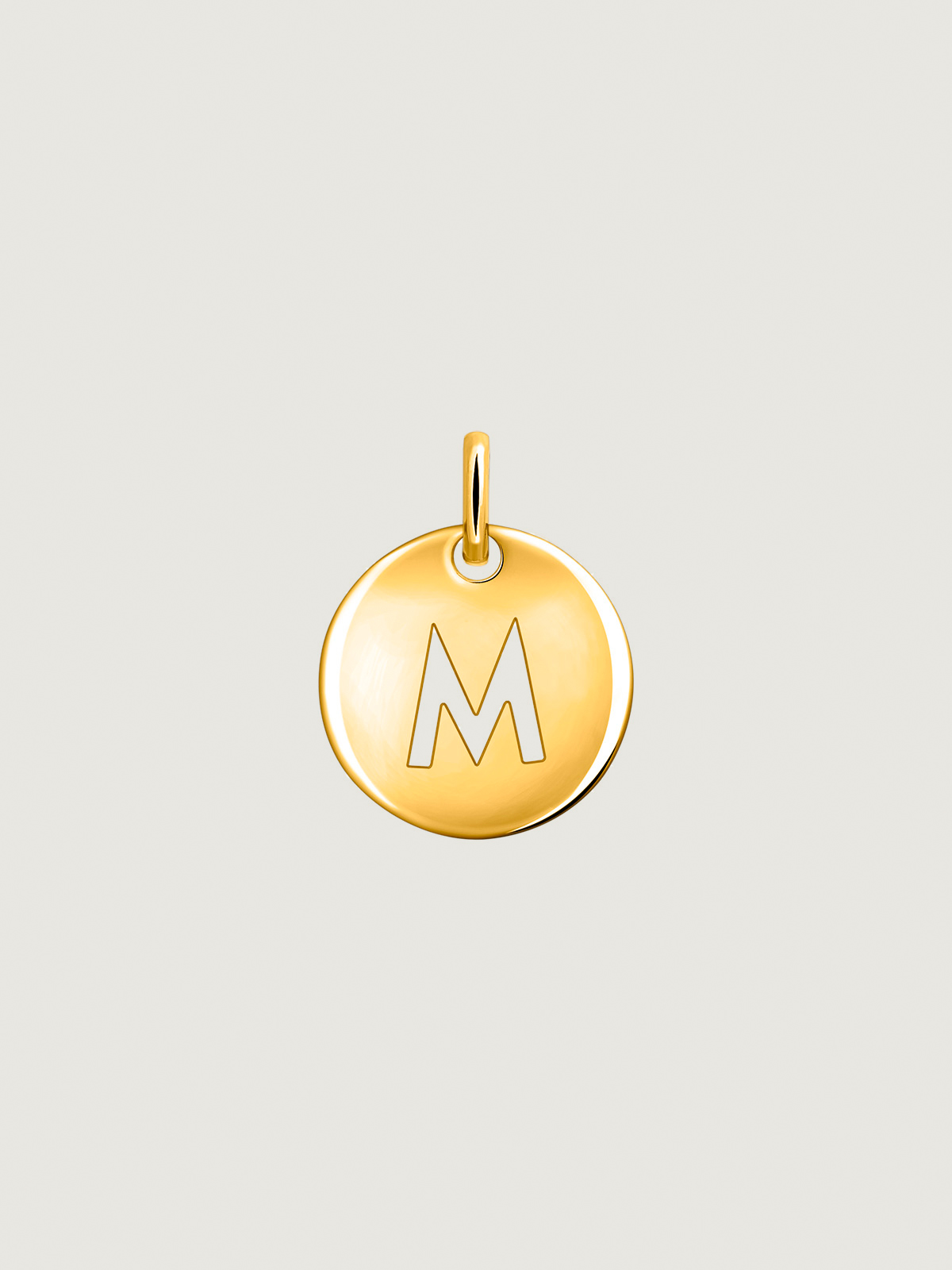 Charme en argent 925 plaqué en or jaune 18K avec l'initiale M