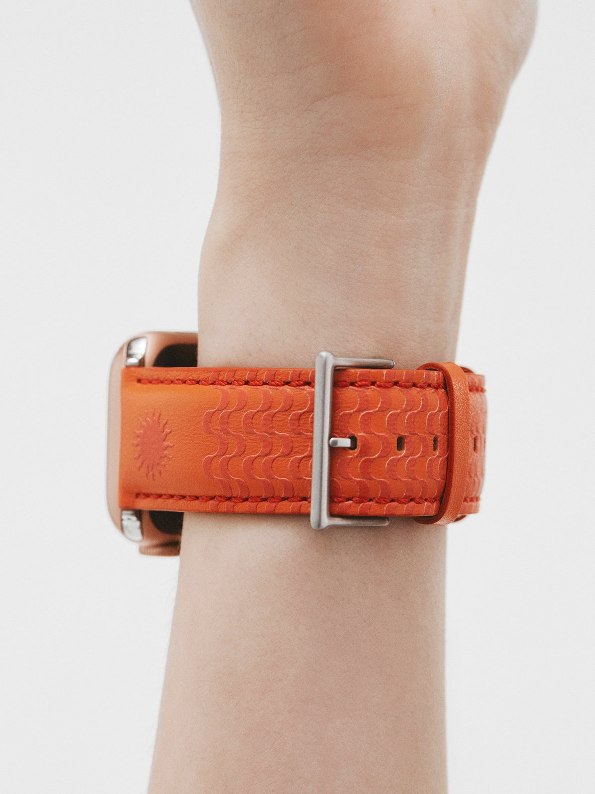 Orange Leather Apple Watch Belch with Soles print