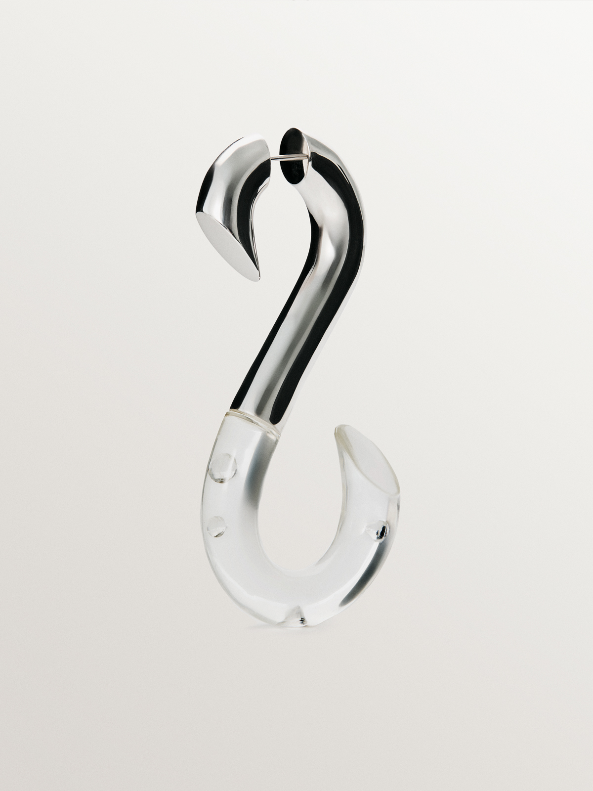 Boucle d'oreille individuelle en argent 925 avec zircons suspendus en résine