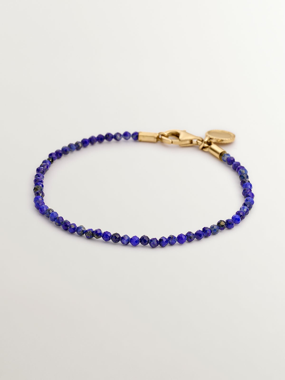Pulsera de plata 925 bañada en oro amarillo de 18K con lapislázuli