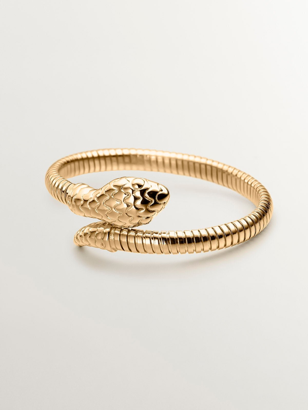 Bracelet rigide en argent sterling plaqué or jaune 18K en forme de serpent