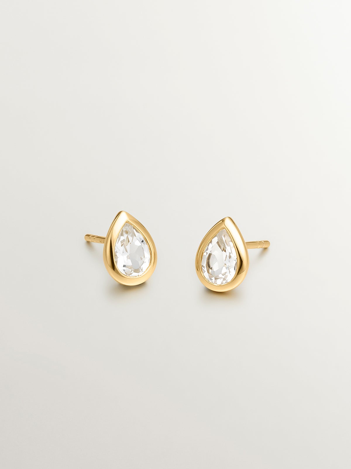 18K yellow gold plated 925 silver earrings with 2 white topazes