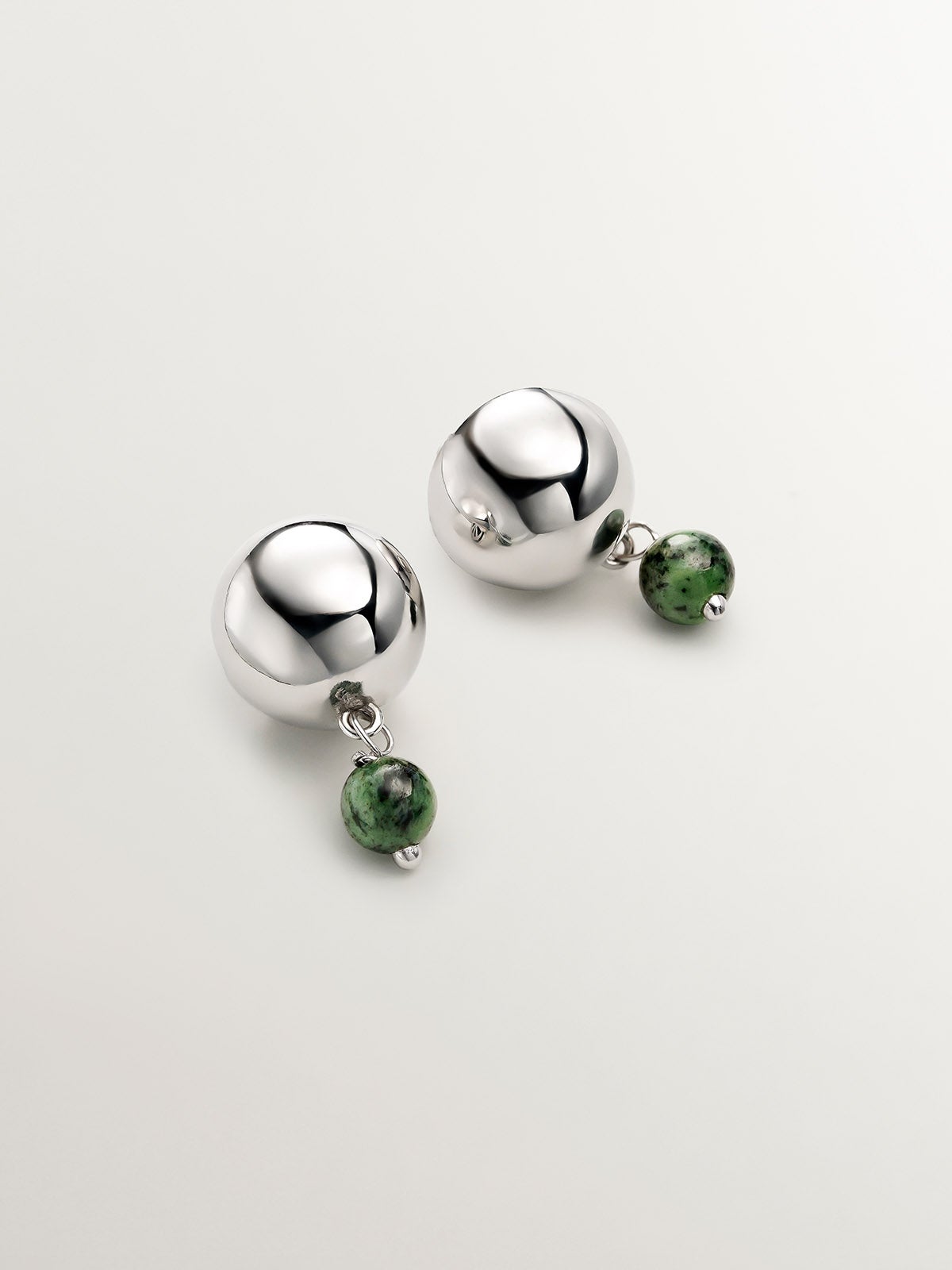 925 boucles d'oreilles en argent avec jaspe vert