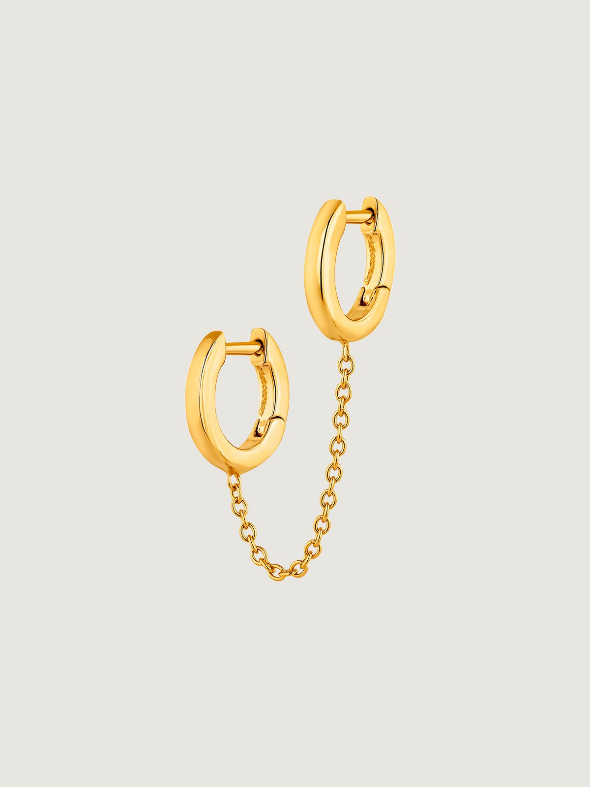 Boucle d'oreille grimpante individuelle en argent 925 plaqué or jaune 18K avec double anneau