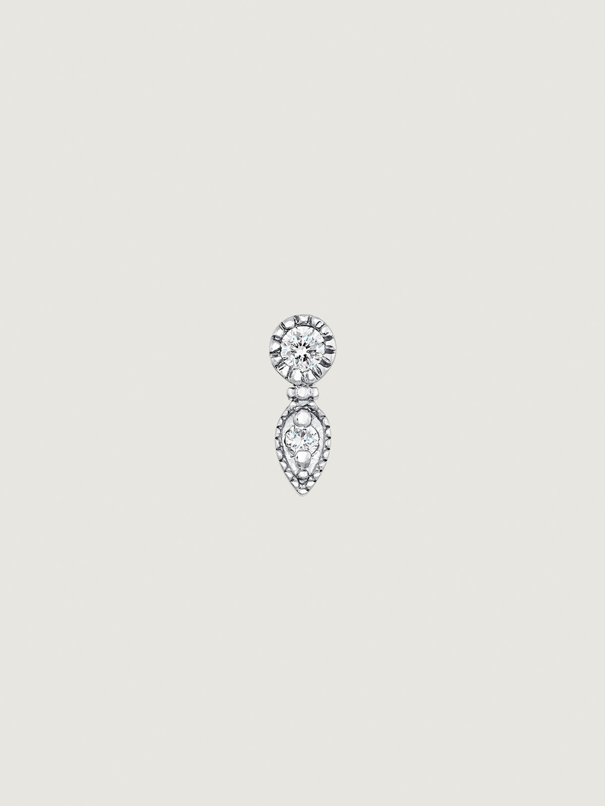 Pendiente de oro blanco de 9K con forma de gota y diamante blanco