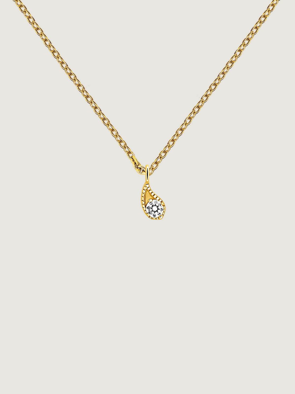 9K Yellow Gold Pendant with Drop and White Diamonds