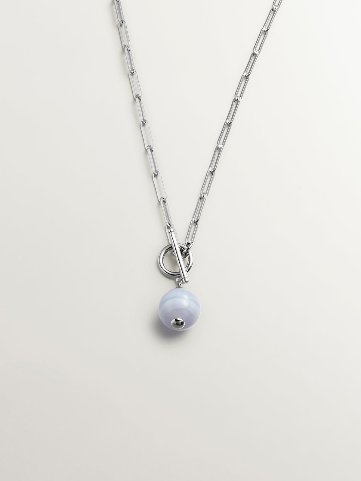 925 Chaîne d'argent avec agate bleu