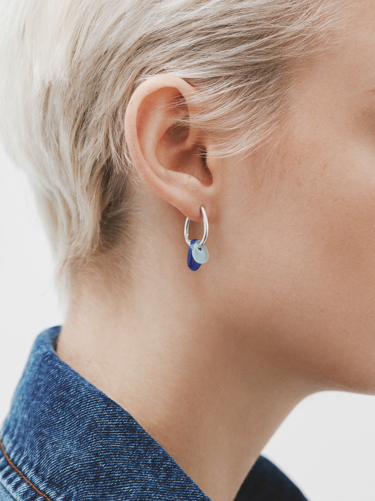 925 sterling silver hoop earrings with blue jade