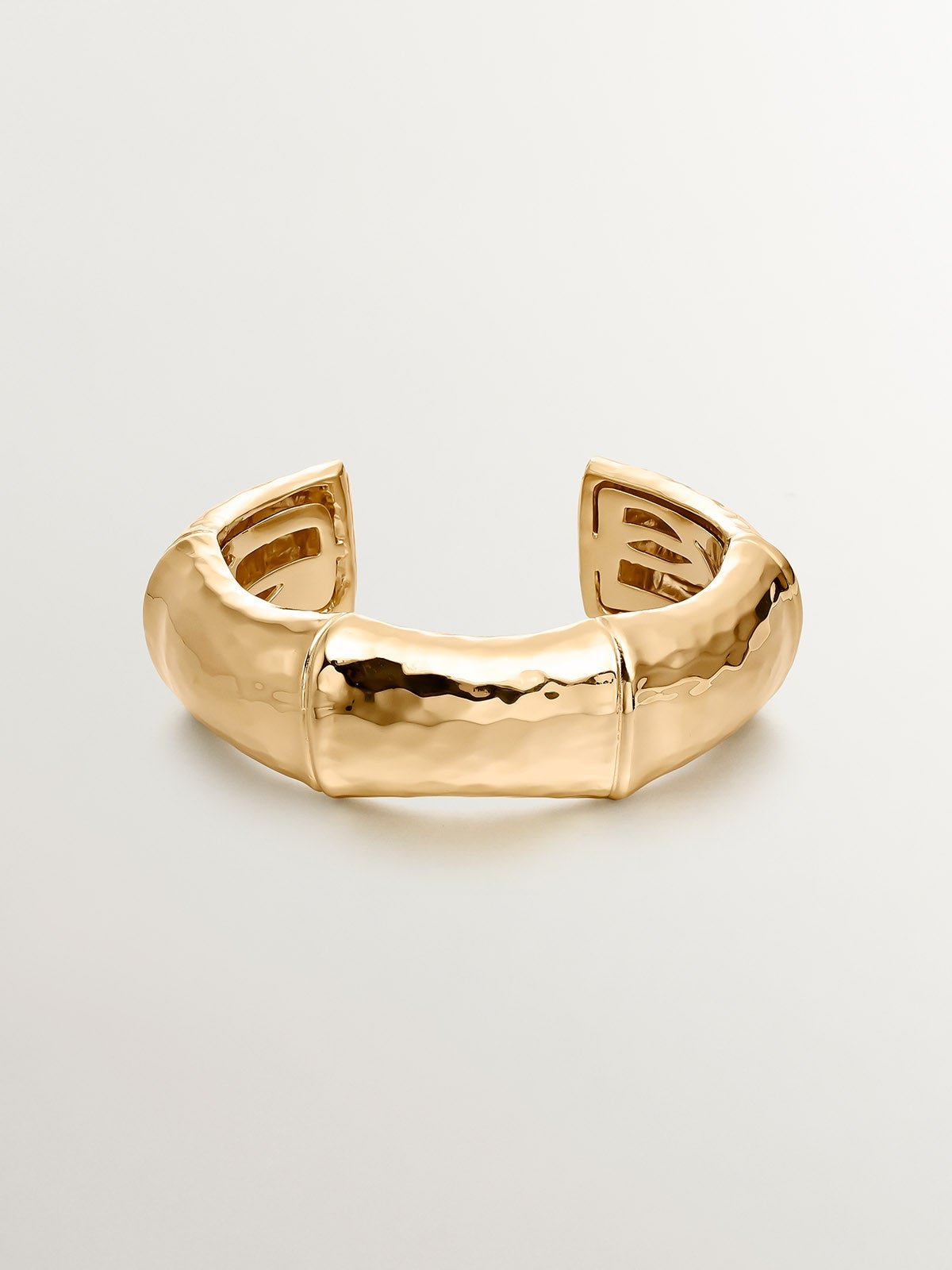Brazalete rígido de plata 925 bañada en oro amarillo de 18K con forma de bambú