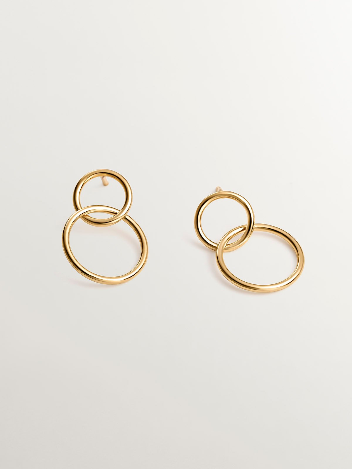 Boucles d'oreilles à double anneau en argent 925 plaqué en or jaune 18K