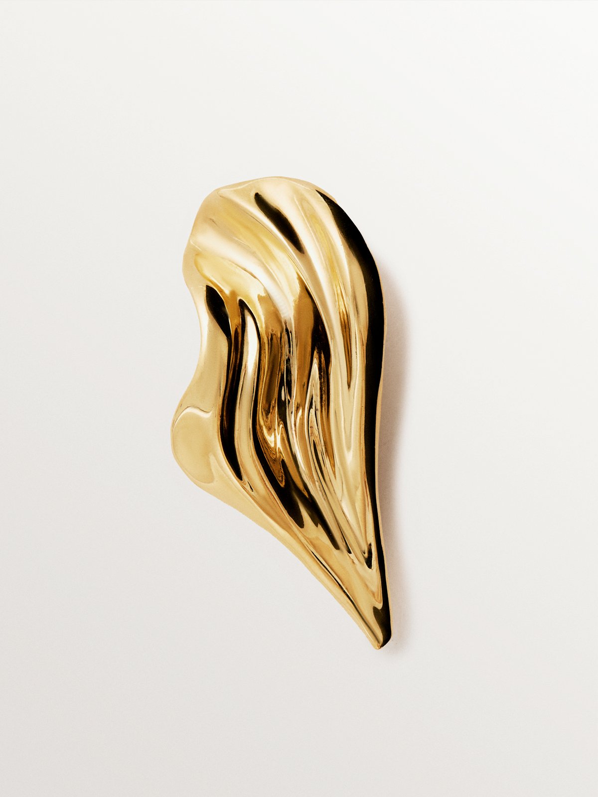 Broche en argent 925 plaqué or jaune 18 carats avec texture