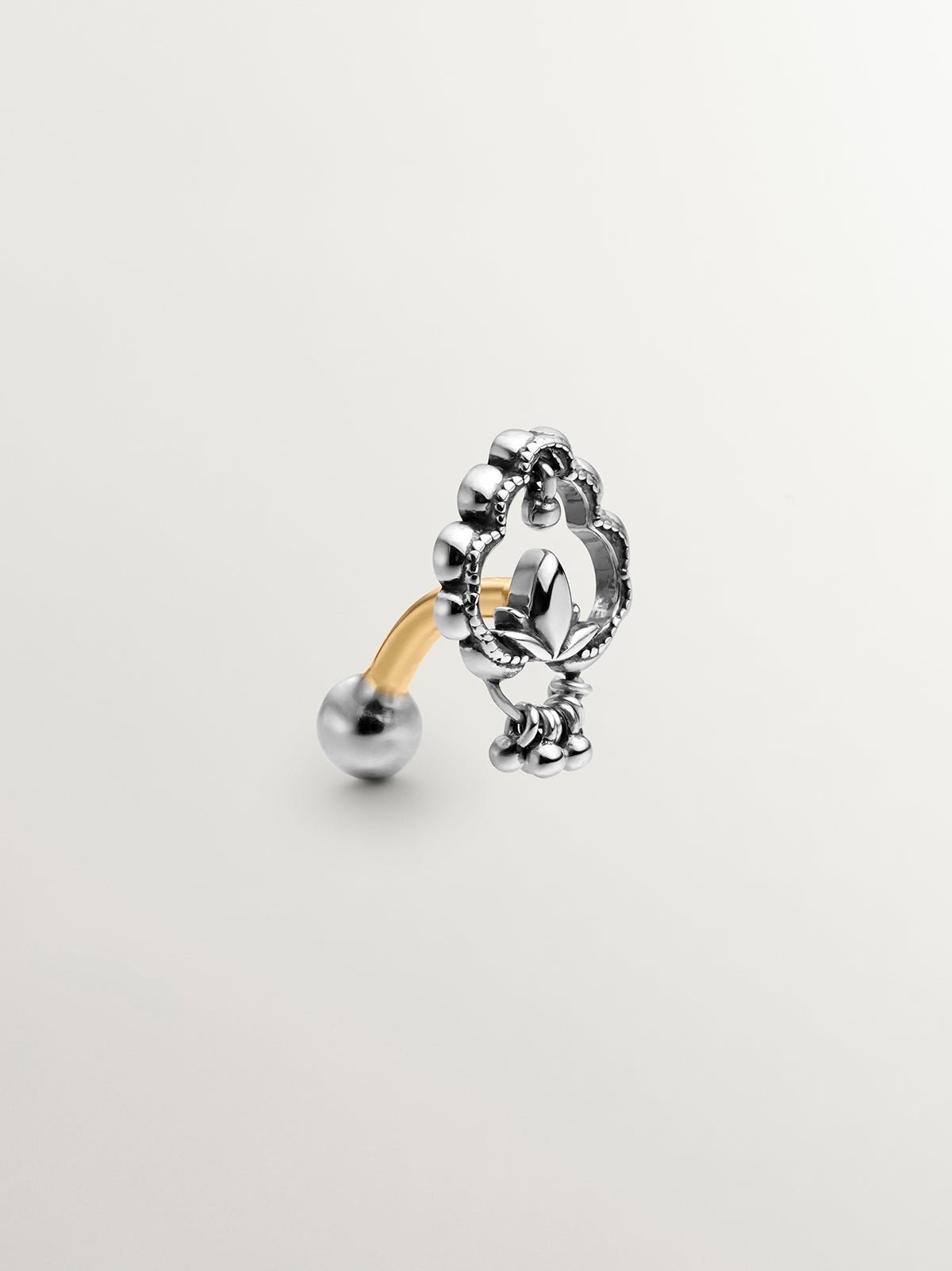 925 Silver and 9K Yellow Gold Belly Piercing with Cashmere