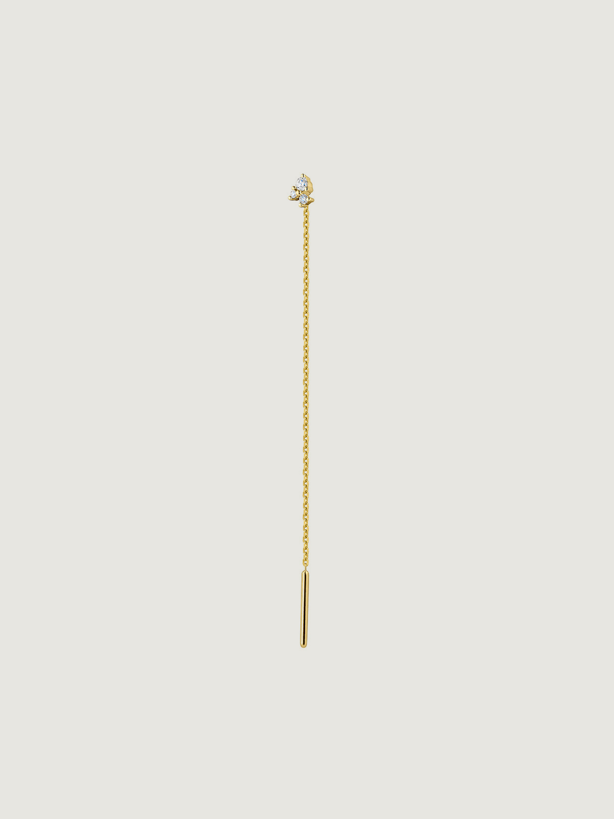18K yellow gold single earring with chain and diamonds