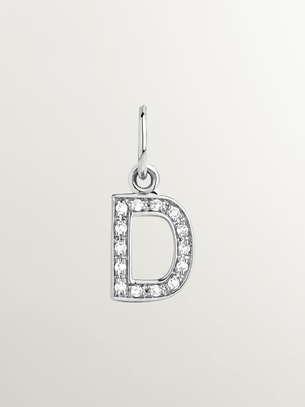Charm de plata 925 y topacios blancos inicial D