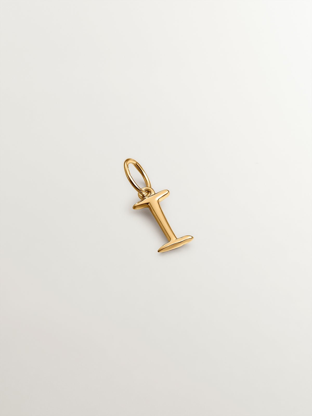 Charme en argent 925 plaqué en or jaune 18K avec initiale I