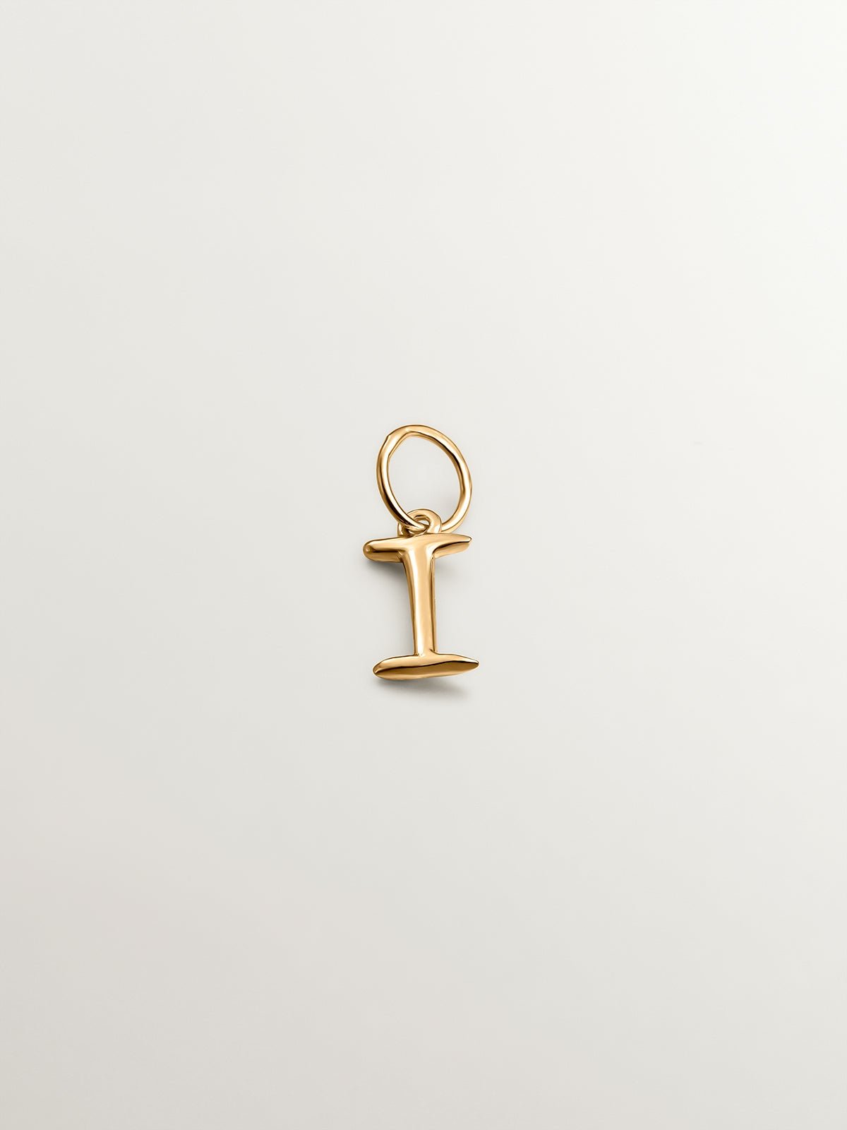Charme en argent 925 plaqué en or jaune 18K avec initiale I