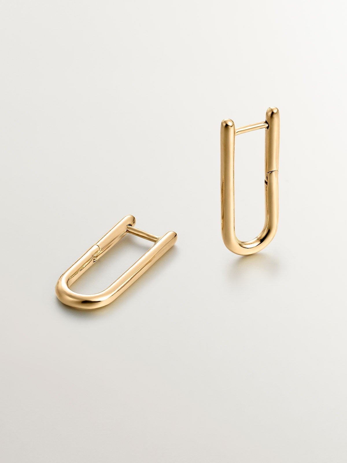 Pendientes de aro largo de plata 925 bañada en oro amarillo de 18K