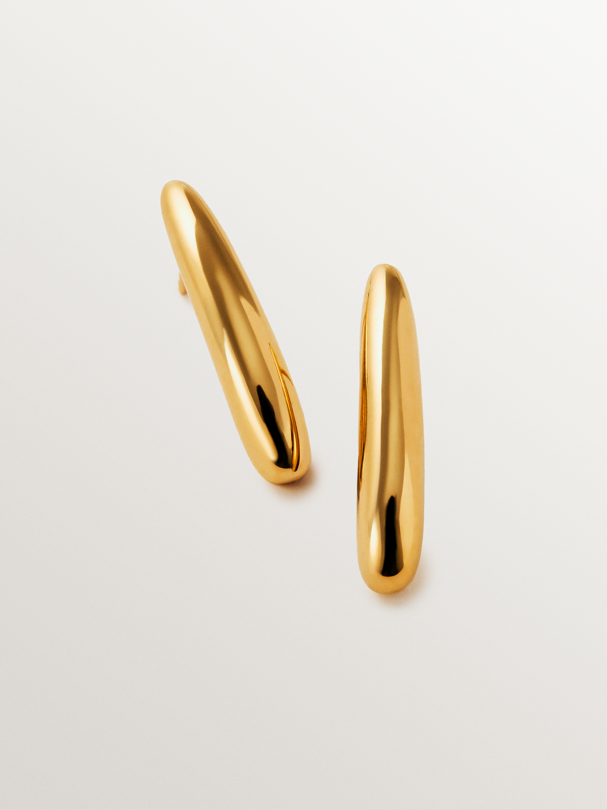 Pendientes largos de plata 925 bañada en oro amarillo de 18K 