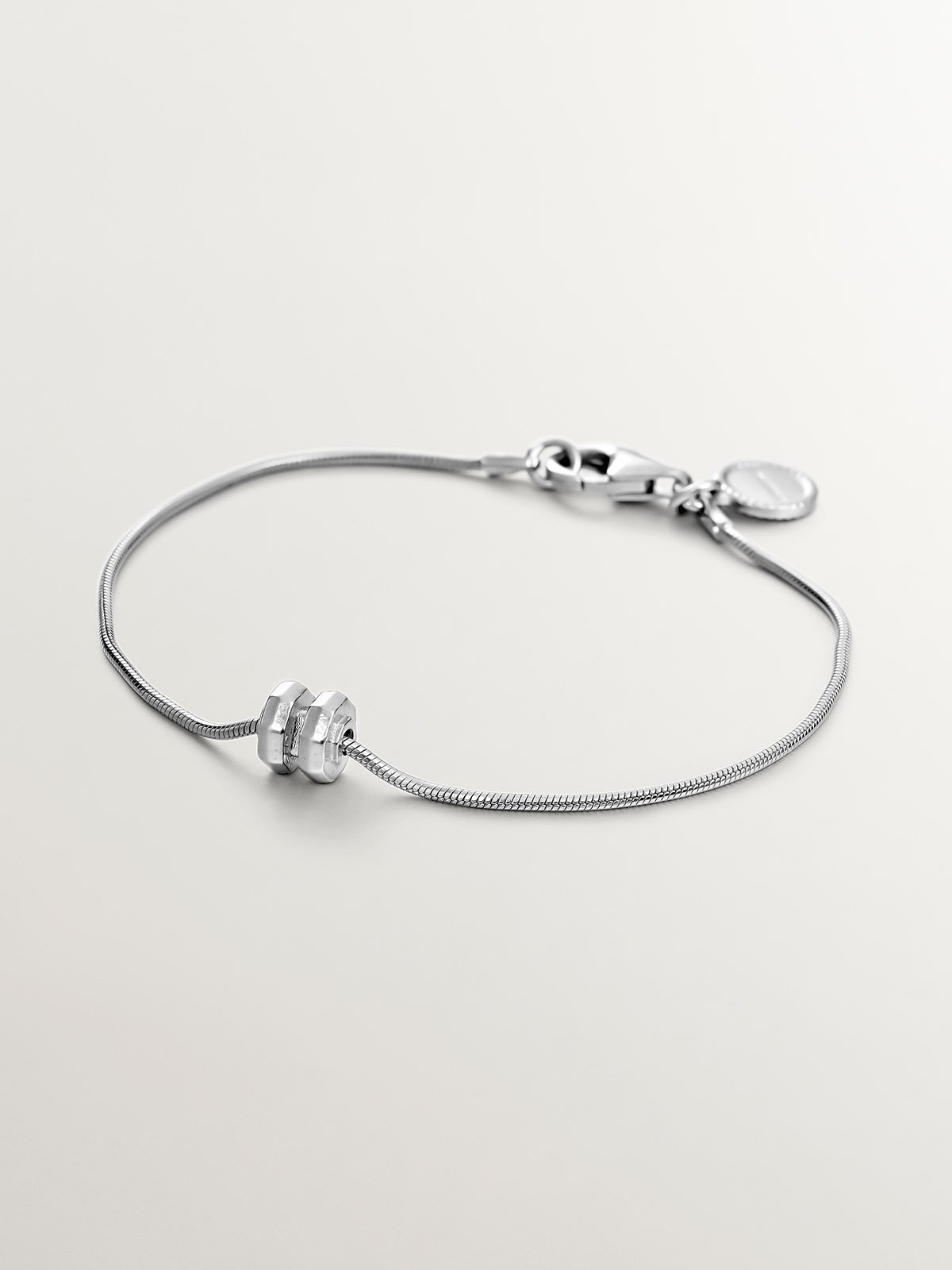 Pulsera de plata 925 de eslabones barbado con motivo geométrico