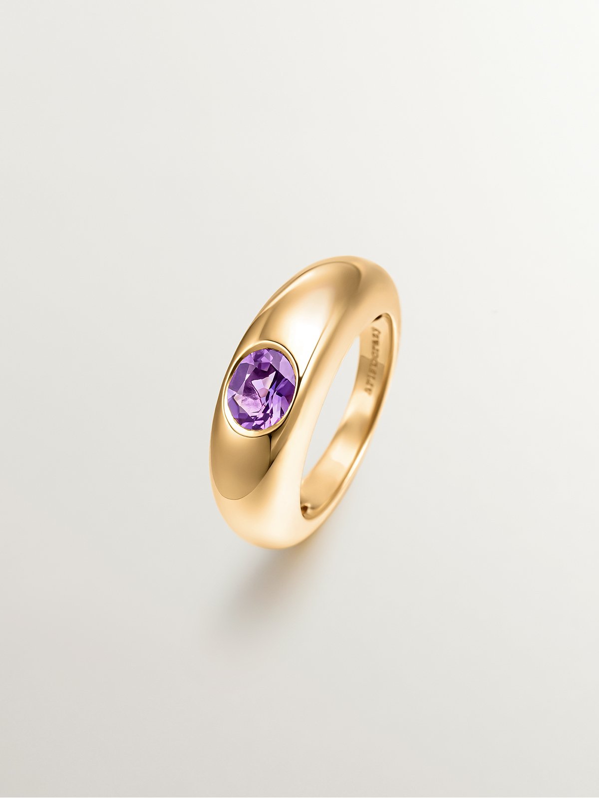 18K yellow gold plated 925 silver ring with purple amethyst