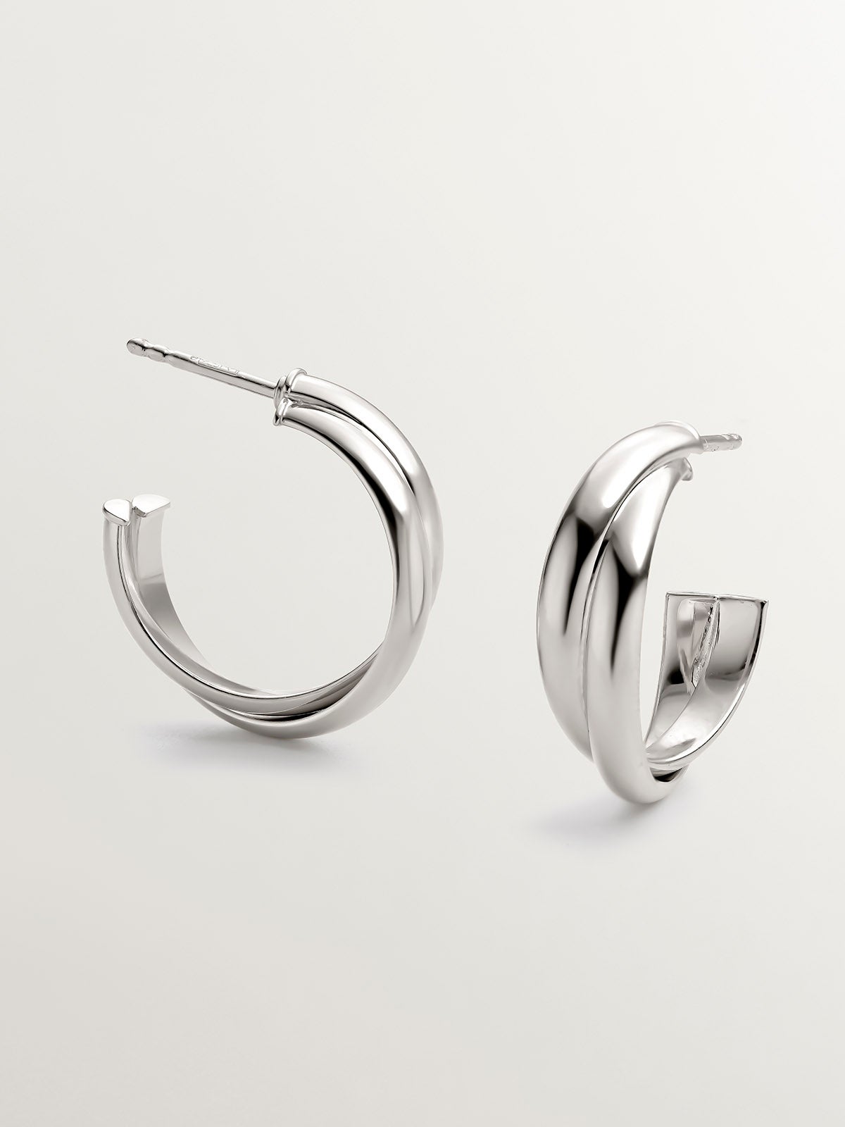 Pendientes de aro doble medianos de plata 925