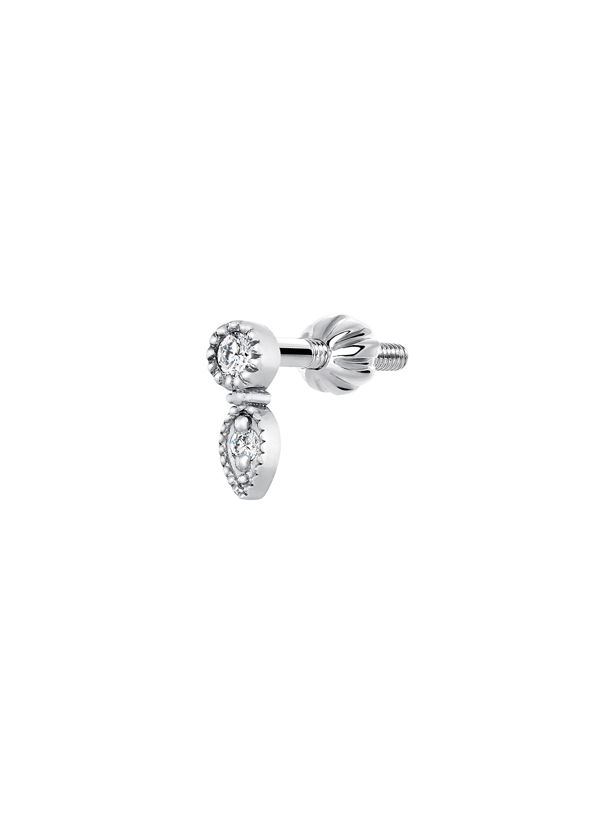 Pendiente de oro blanco de 9K con forma de gota y diamante blanco