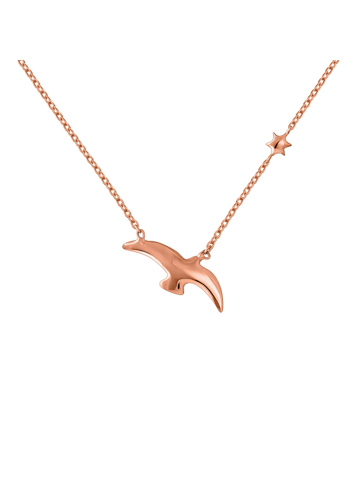 Collar motivo ave y estrella plata recubierta oro rosa , J04604-03, mainproduct