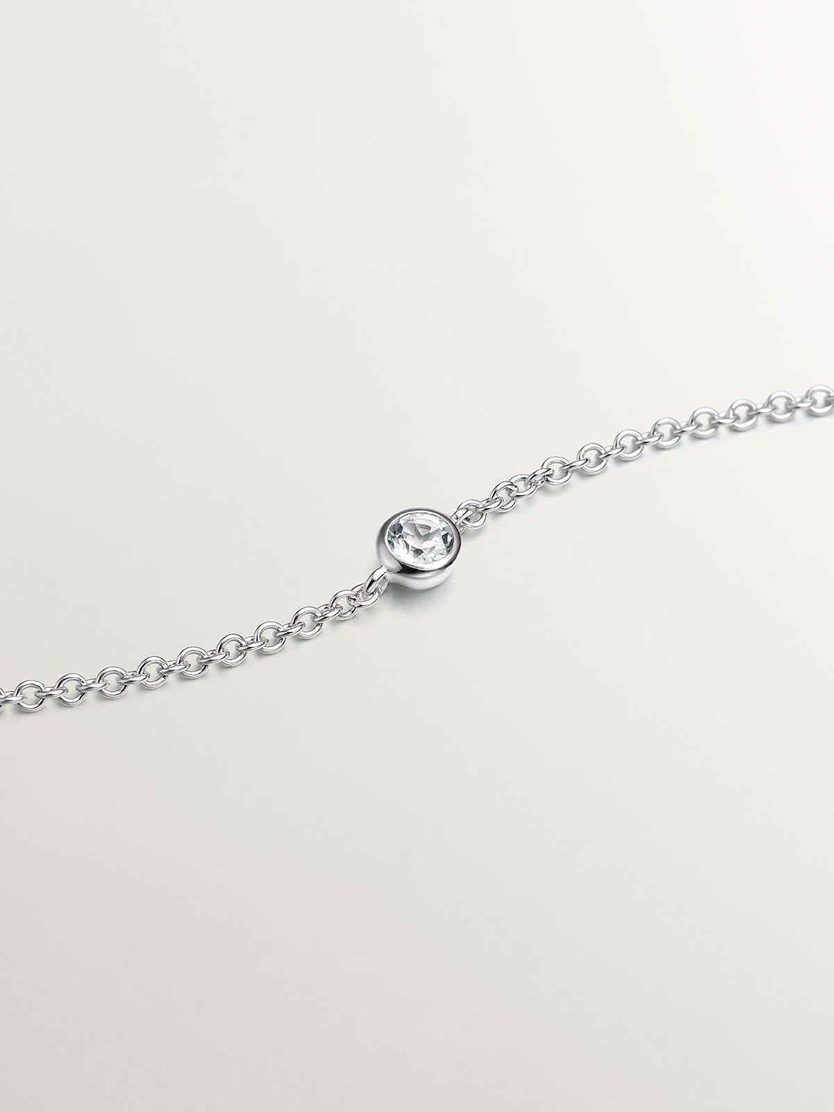 Pulsera solitario de plata 925 con topacio blanco