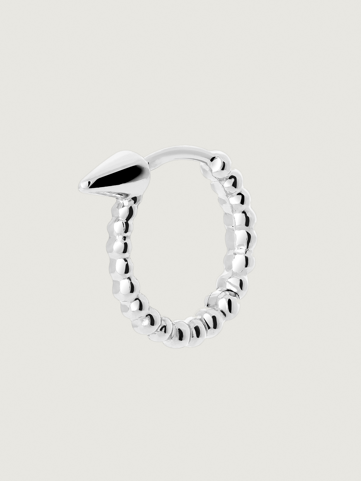 Boucle d'oreille individuelle de petit anneau en or blanc 9K avec perles et pointe