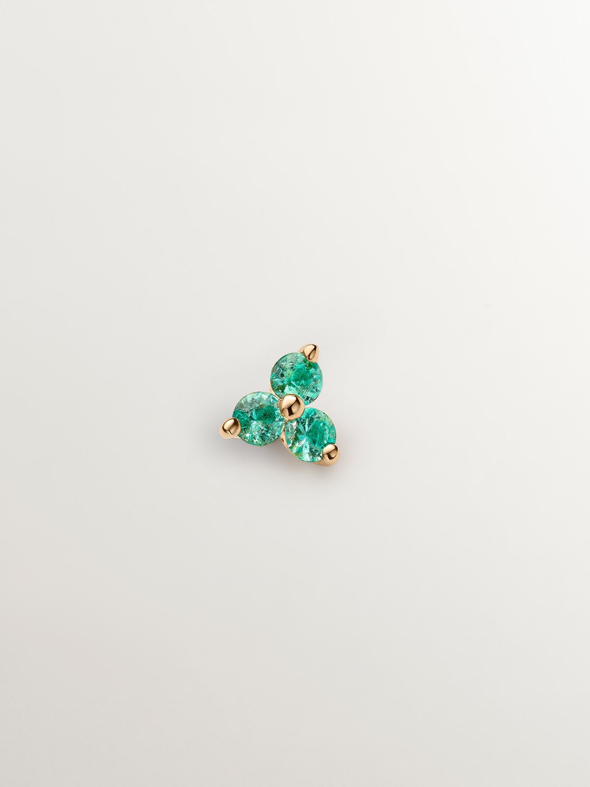Boucle d'oreille individuelle en or jaune 9K avec des émeraudes