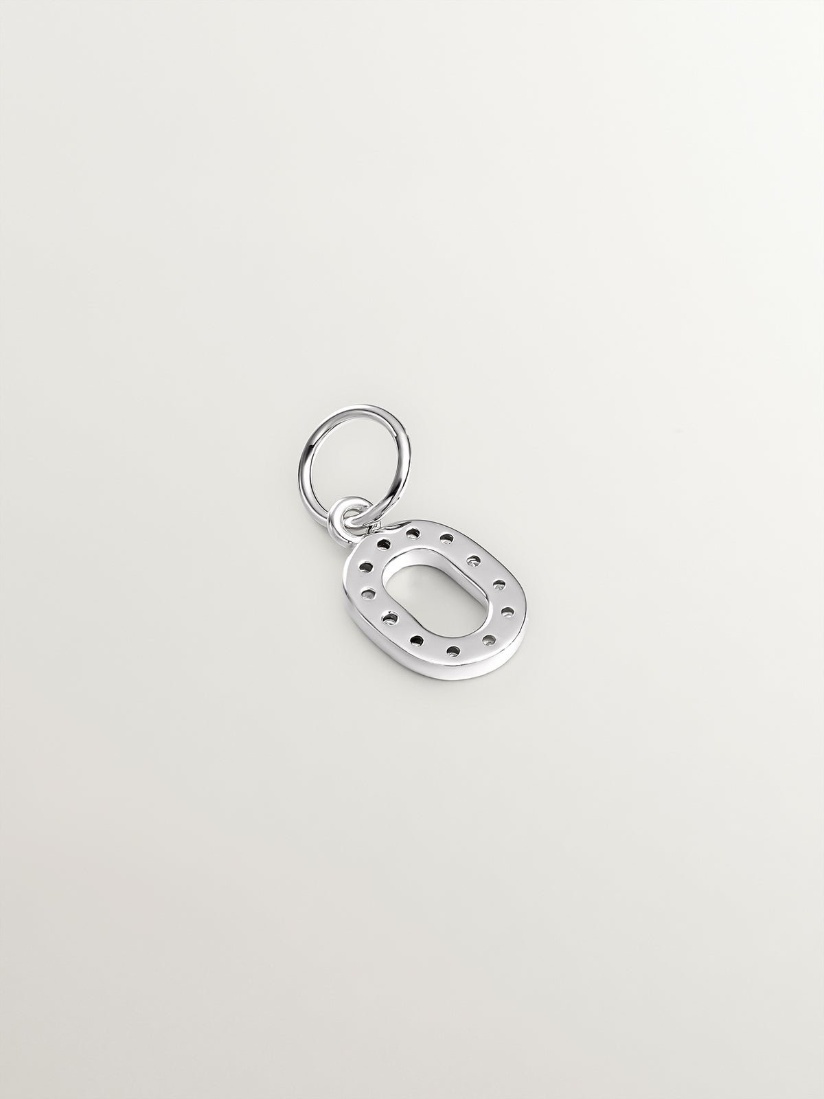 925 Silver Charm and White Topaz Initial O
