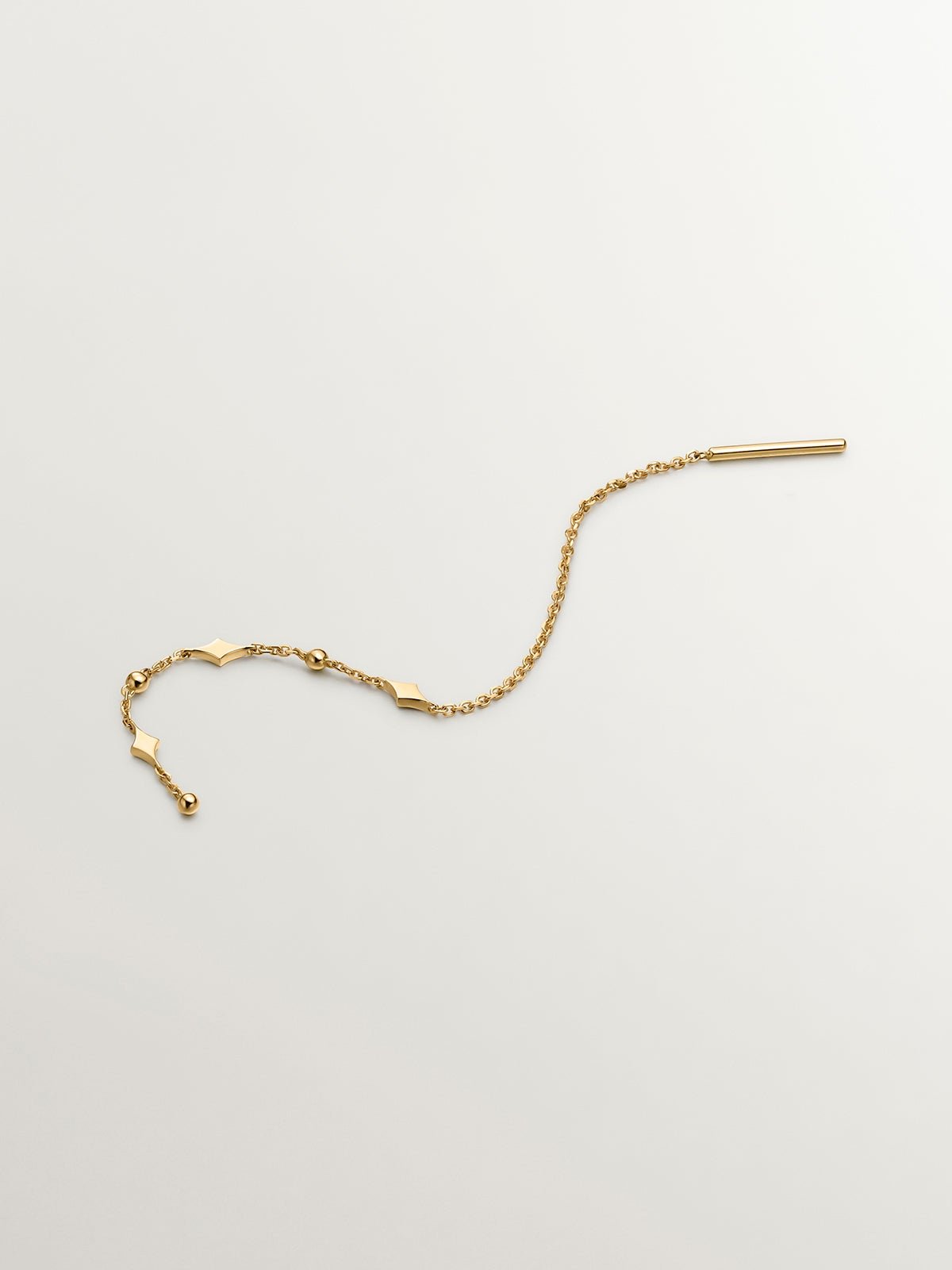 Pendiente individual de oro amarillo de 9K con cadena y motivos