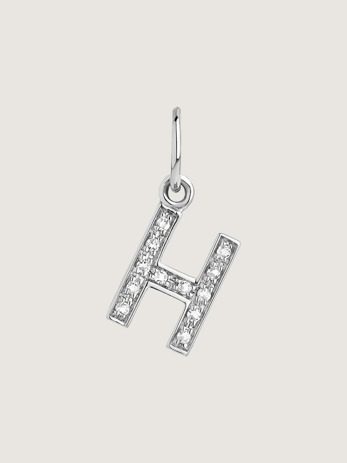 925 Silver Charm with White Topaz Initial H