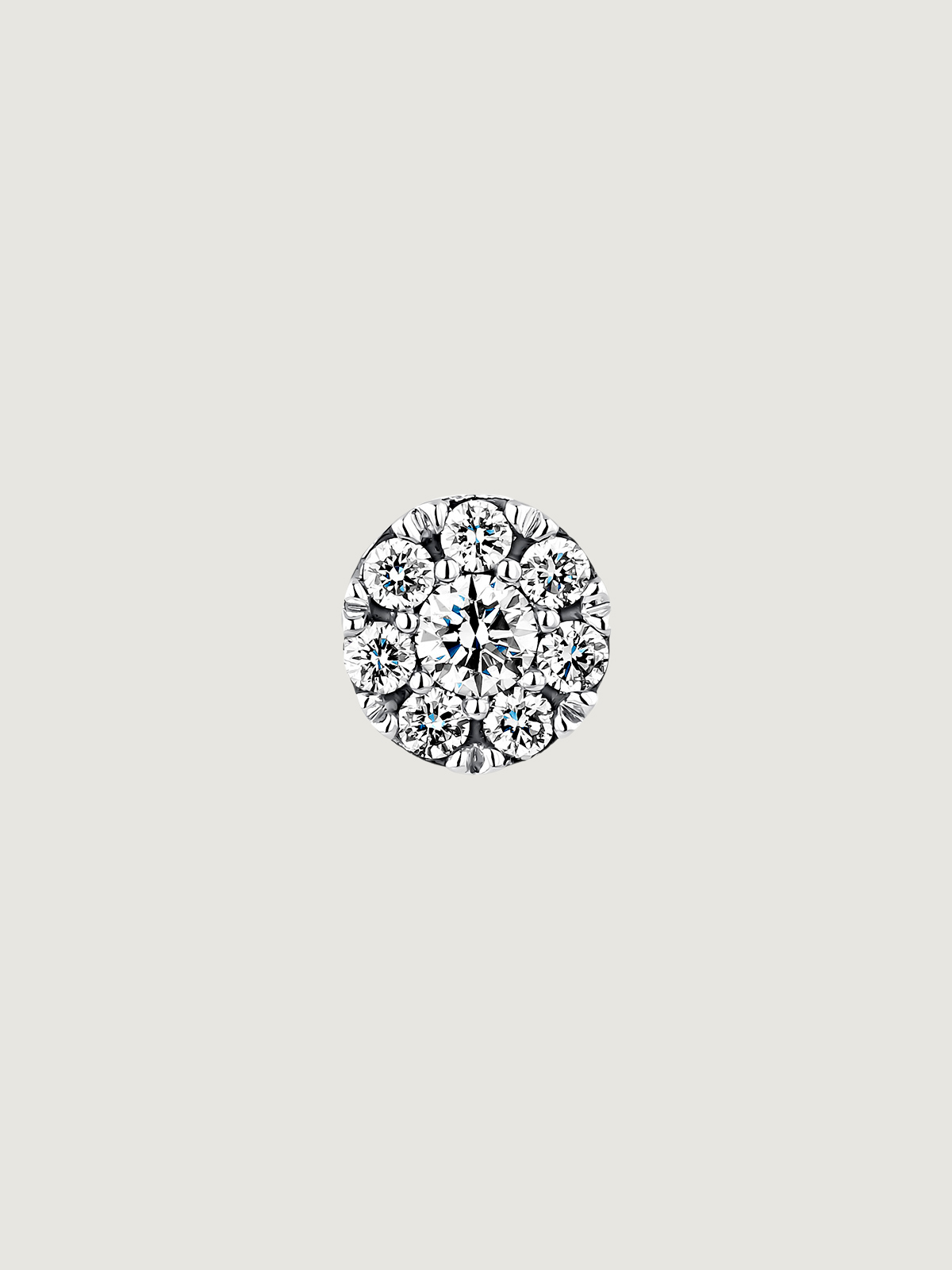 Individual 18K white gold earring with a diamond rosette of 0.14 cts