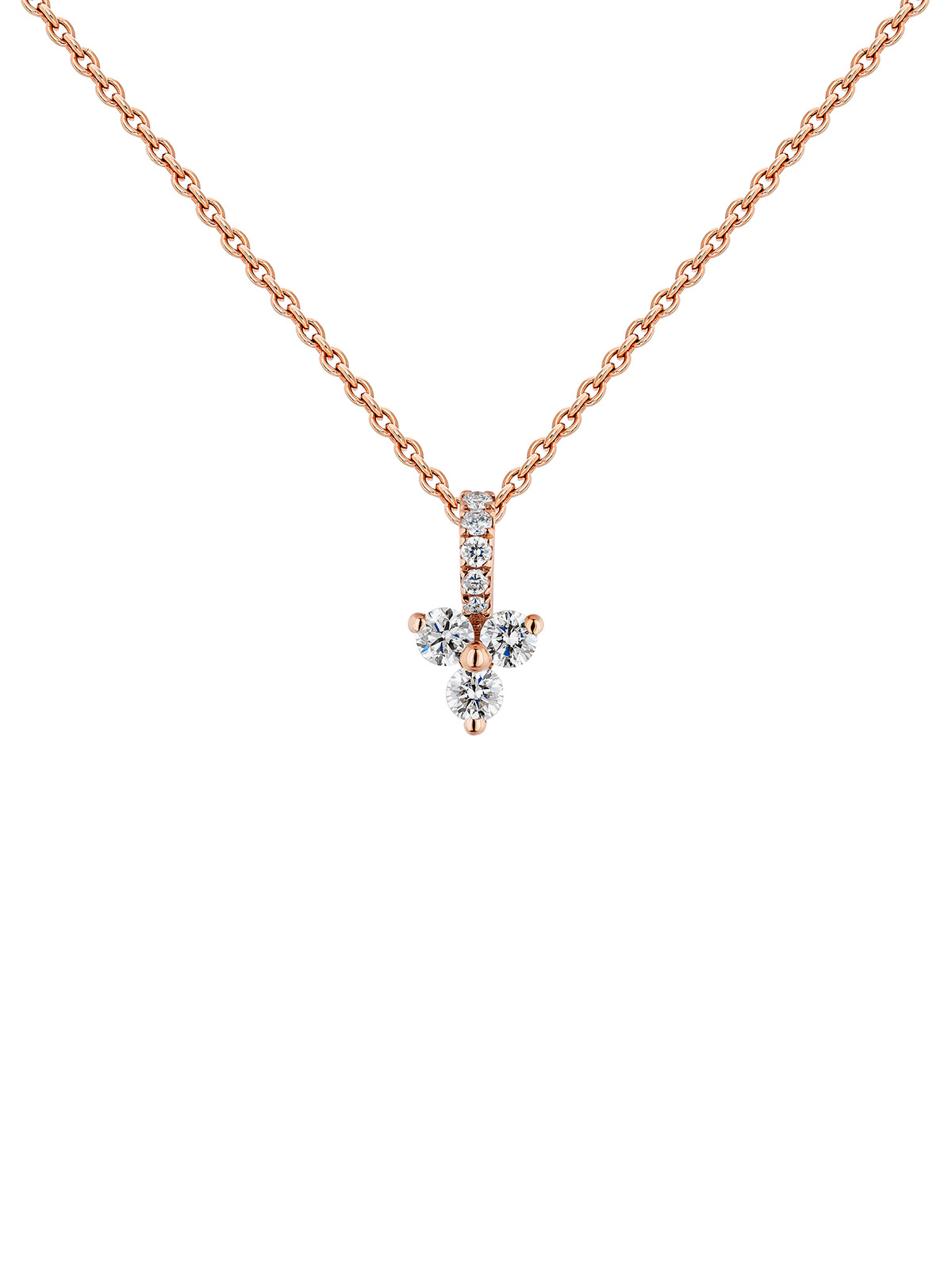 Collier trèfle diamants 0,093 ct or rose