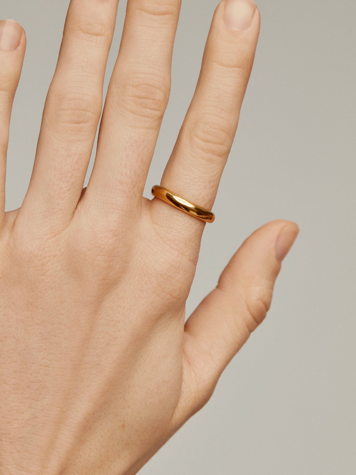 Smooth 925 silver ring bathed in 18K yellow gold