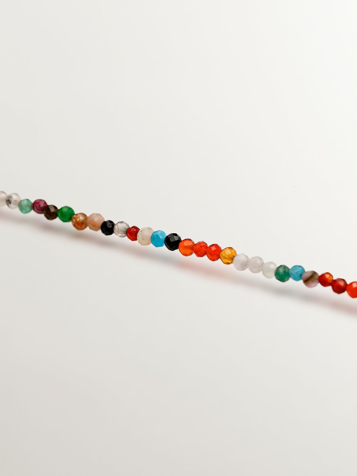Pulsera de plata 925 con bolitas de piedras preciosas multicolor