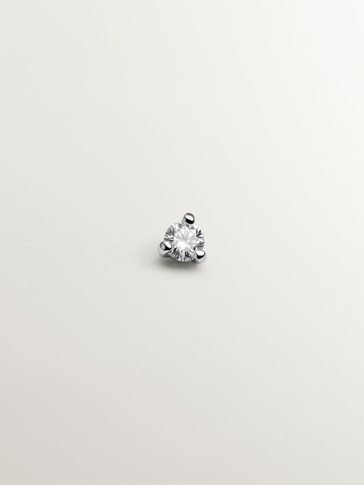 Piercing solitario de oro blanco de 18K con diamante 0,02 cts