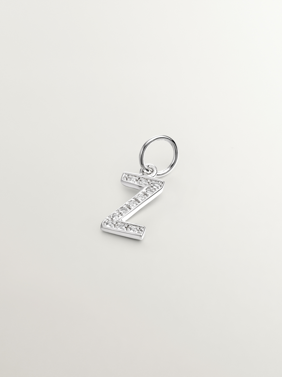925 Silver Charm with White Topaz Initial Z
